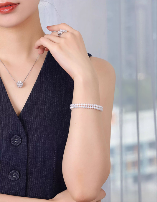 淡水パールダブルレイヤーブレスレット