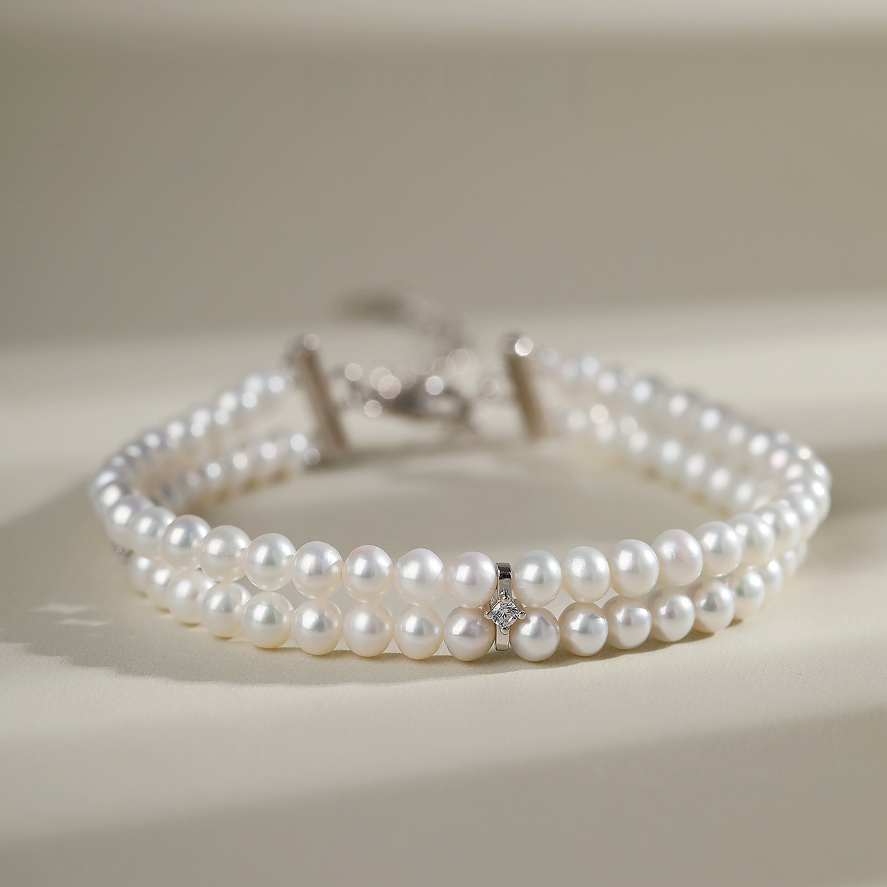 淡水パールダブルレイヤーブレスレット