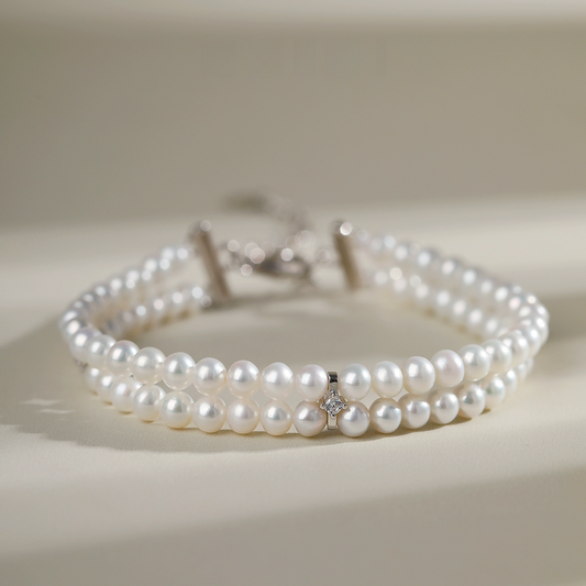 淡水パールダブルレイヤーブレスレット
