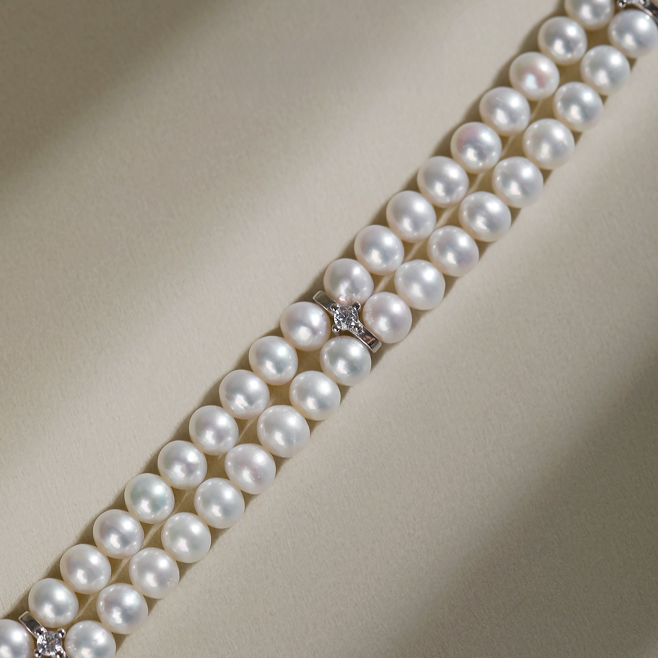 淡水パールダブルレイヤーブレスレット