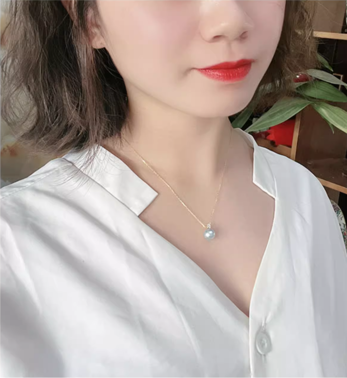 淡水大白珍珠正圓強光王妃款ペンダント