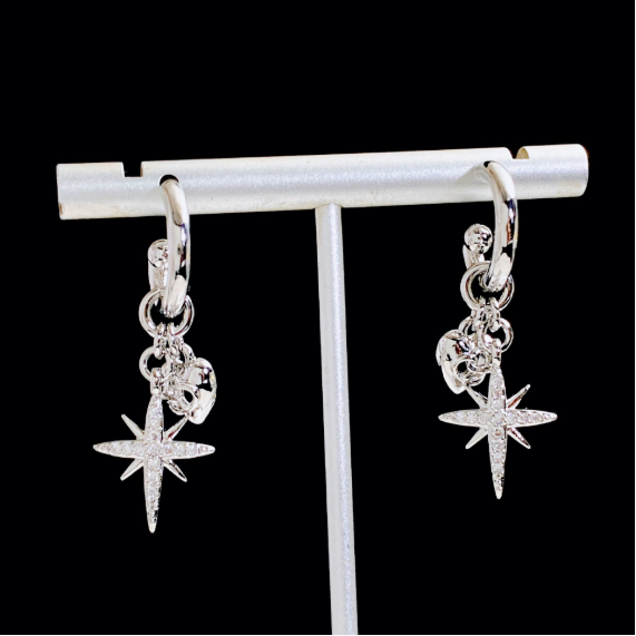 八芒心石リボンピアス