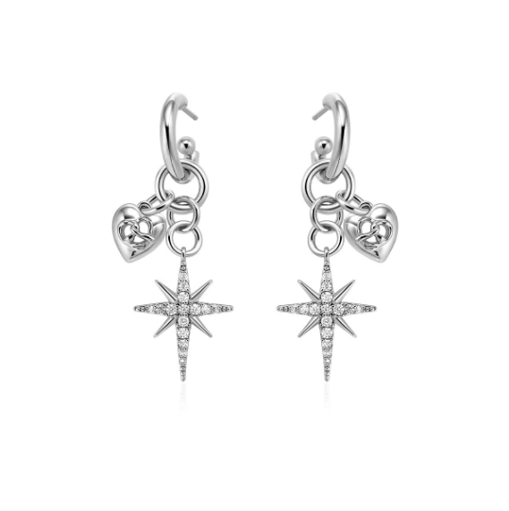 八芒心石リボンピアス