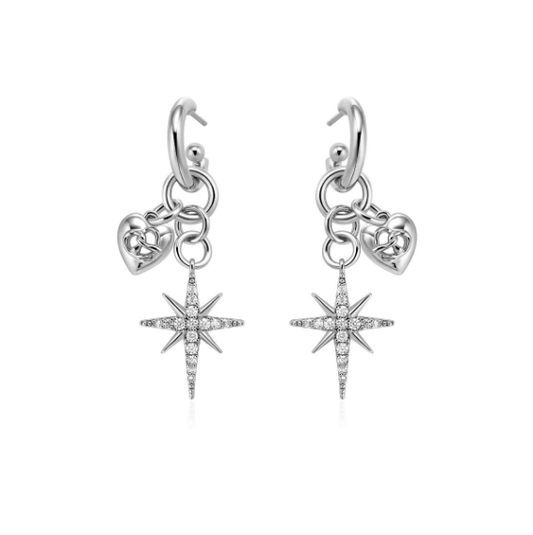 八芒心石リボンピアス